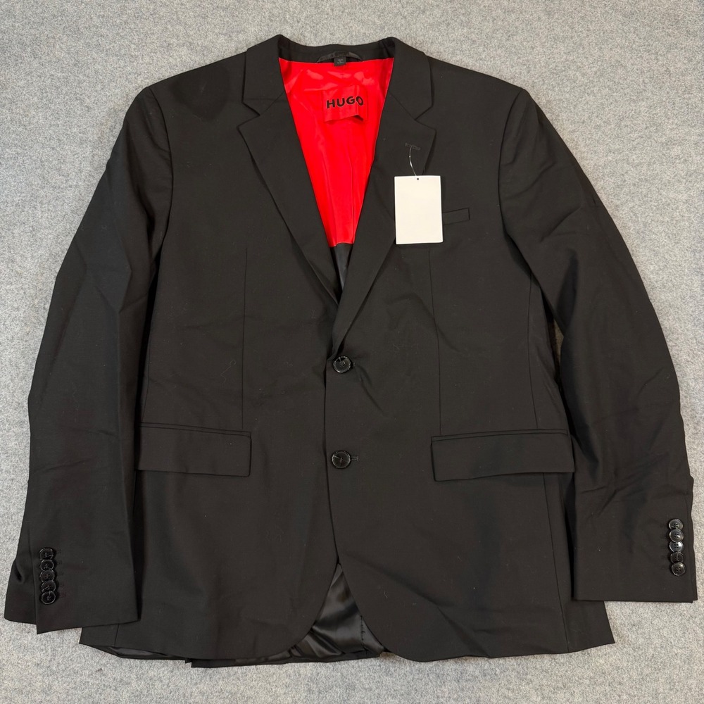 Hugo Boss Black Wool Blend Two Button Blazer Red Lining 42R